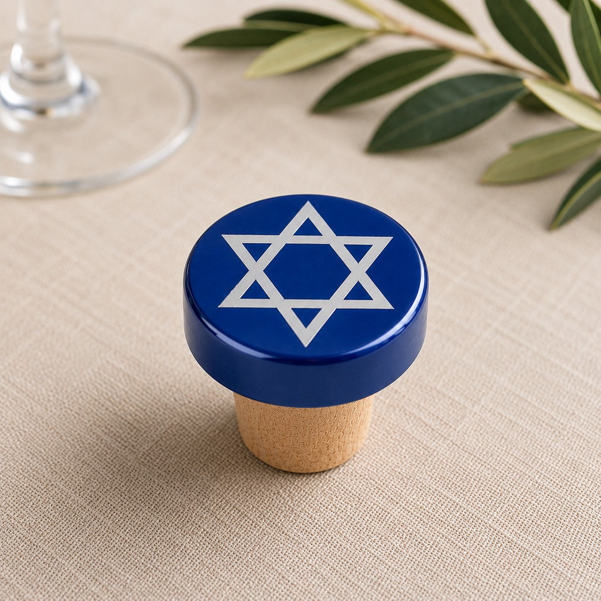 Blue metallic Star of David stopper