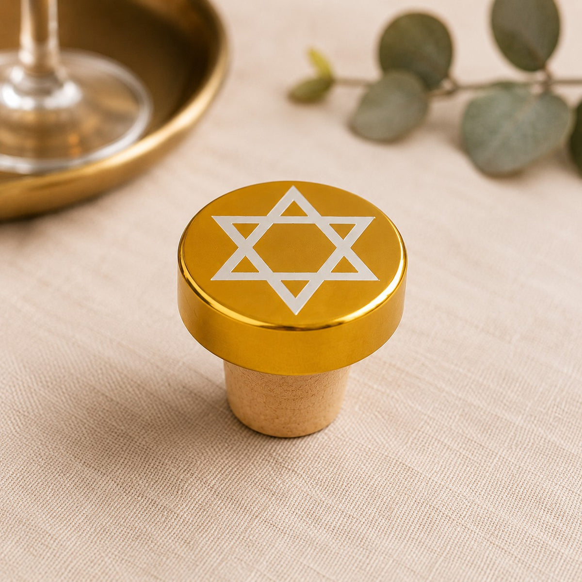 Gold metallic Star of David stopper
