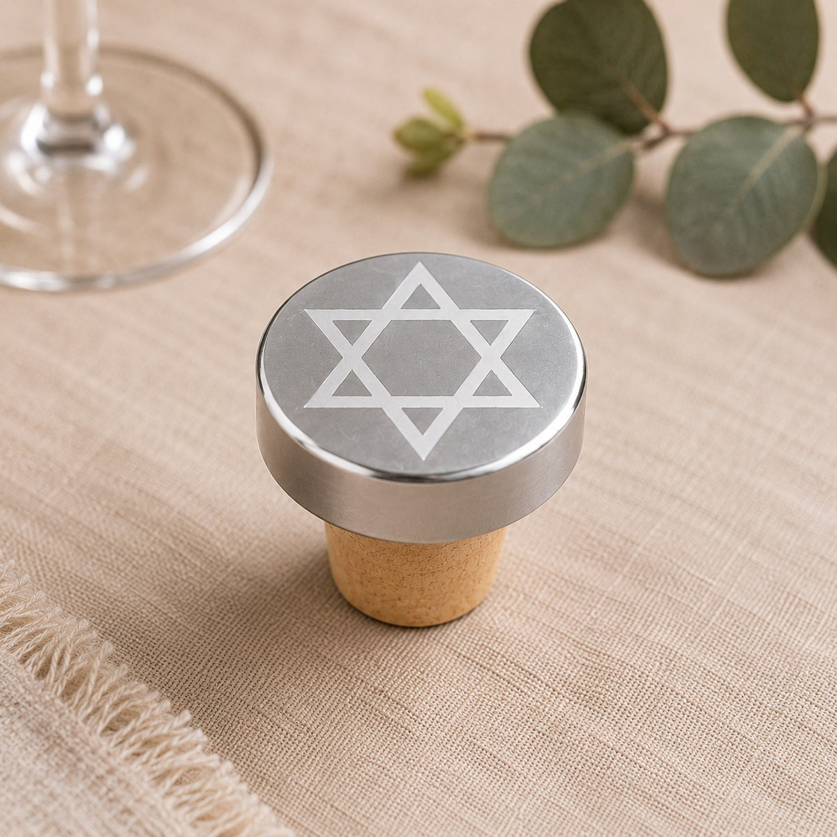 Silver metallic Star of David stopper