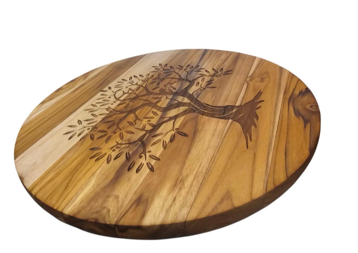 Olive tree board, angled view