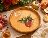 Rosh Hashanah Challah and Apple Tray, round tray painted with pomegranates and honey dish