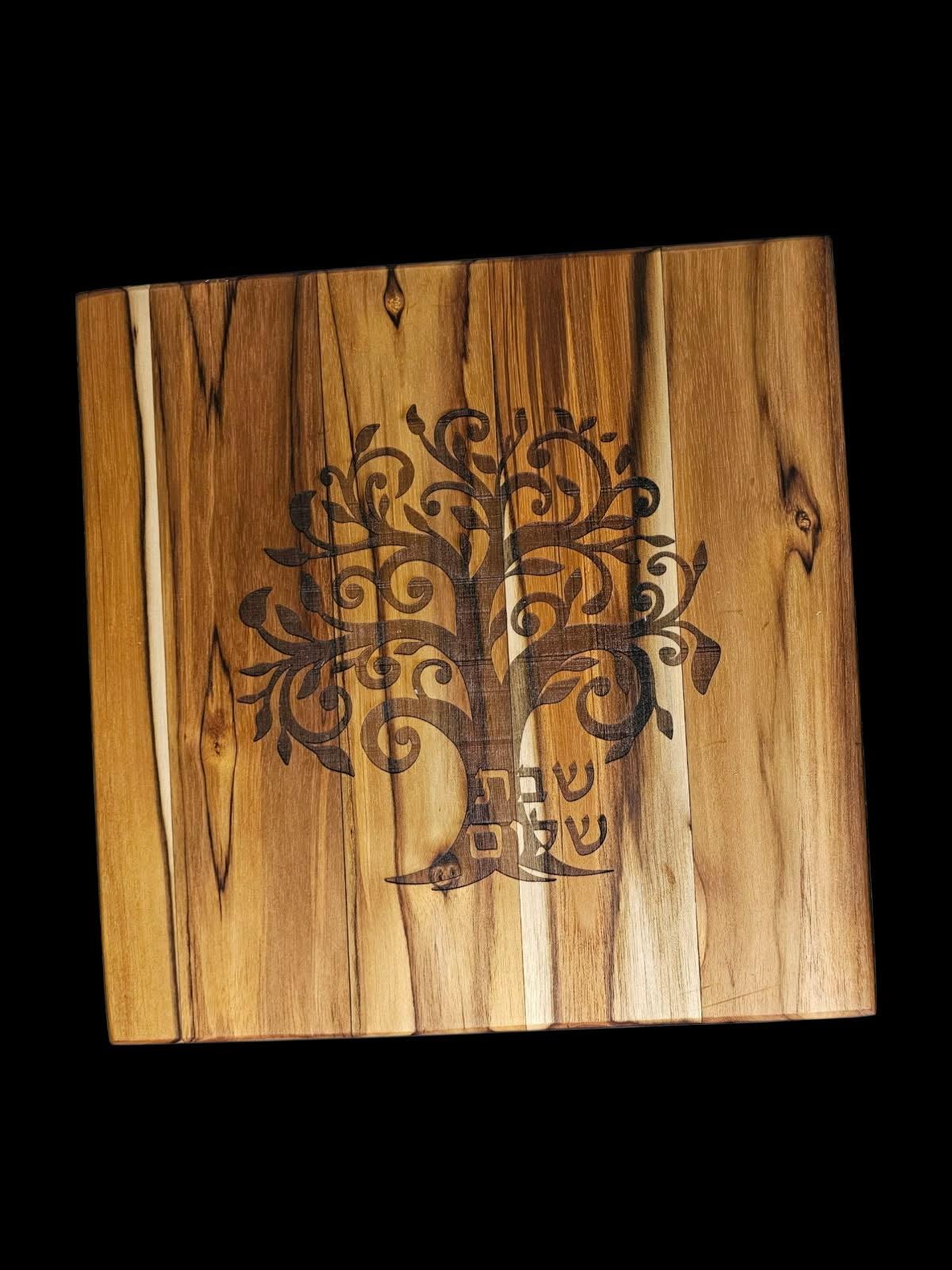 Tree of life teak board on black