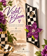 Violet Bloom mezuzah promo with Eclectic Judaica logo
