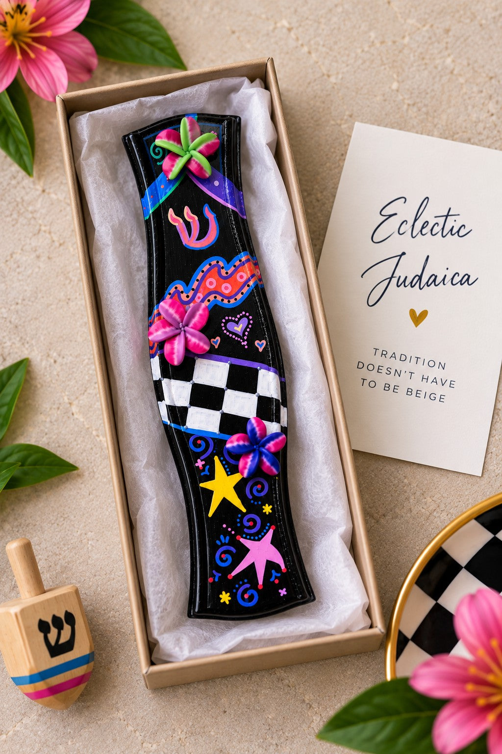 Zelda Hand-Painted Mezuzah Case, Zelda mezuzah in a gift box