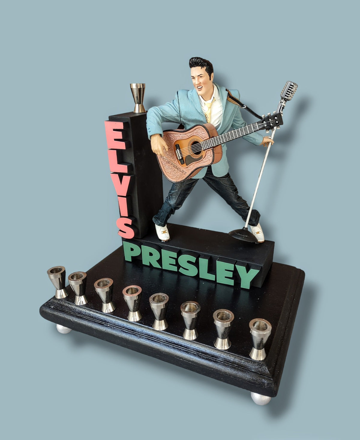 Elvis marquee menorah, view 4