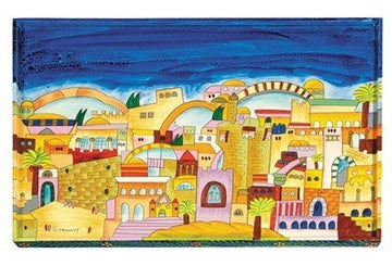 Emanuel Challah Board with Lucite Protector Jerusalem (EM-CB-5)