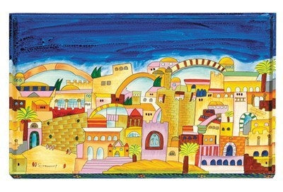 Emanuel Challah Board with Lucite Protector Jerusalem (EM-CB-5)