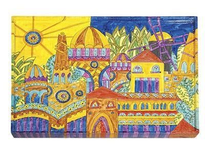 Emanuel Challah Board With Lucite Protector Jerusalem Oriental (EM-CB-8)