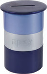 Anodized Aluminum Tzedakah Box Round Blue/Silver (EM-TZA2)