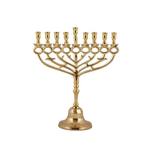 Emanuel Brass Chanukah Menorah, Pomegranate, 12 Inch
