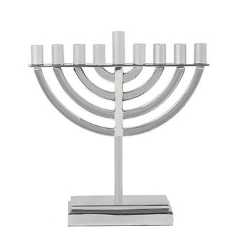 Emanuel Classic silver menorah with nested arched branches and a rectangular base