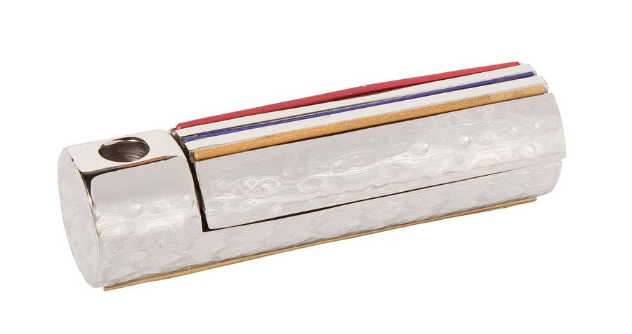 Emanuel Hammered Folding Travel Chanukah Menorah, Multicolor