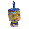 Yair Emanuel extra large painted dreidel on a stand, golden jerusalem