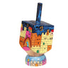 Yair Emanuel small painted dreidel on a stand, jerusalem stone