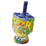 Yair Emanuel small painted dreidel on a stand, jerusalem walls