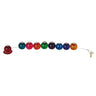 Emanuel Poly menorah, nine translucent colored balls with candle holes strung in a row