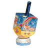 Yair Emanuel small painted dreidel with stand, blue rainbow and animal scene