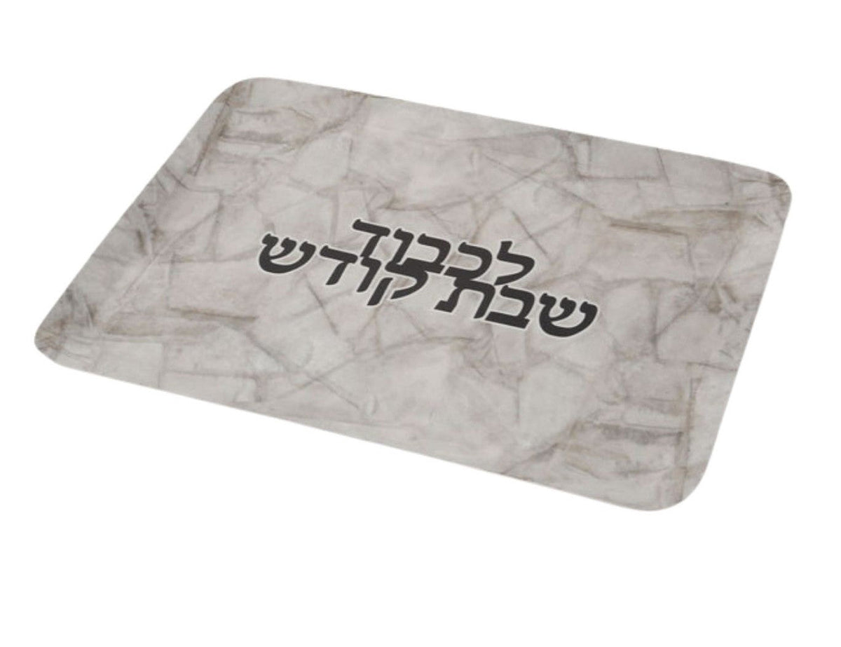 Enamel Challah Tray, White Marble 16 x 11 in, top view