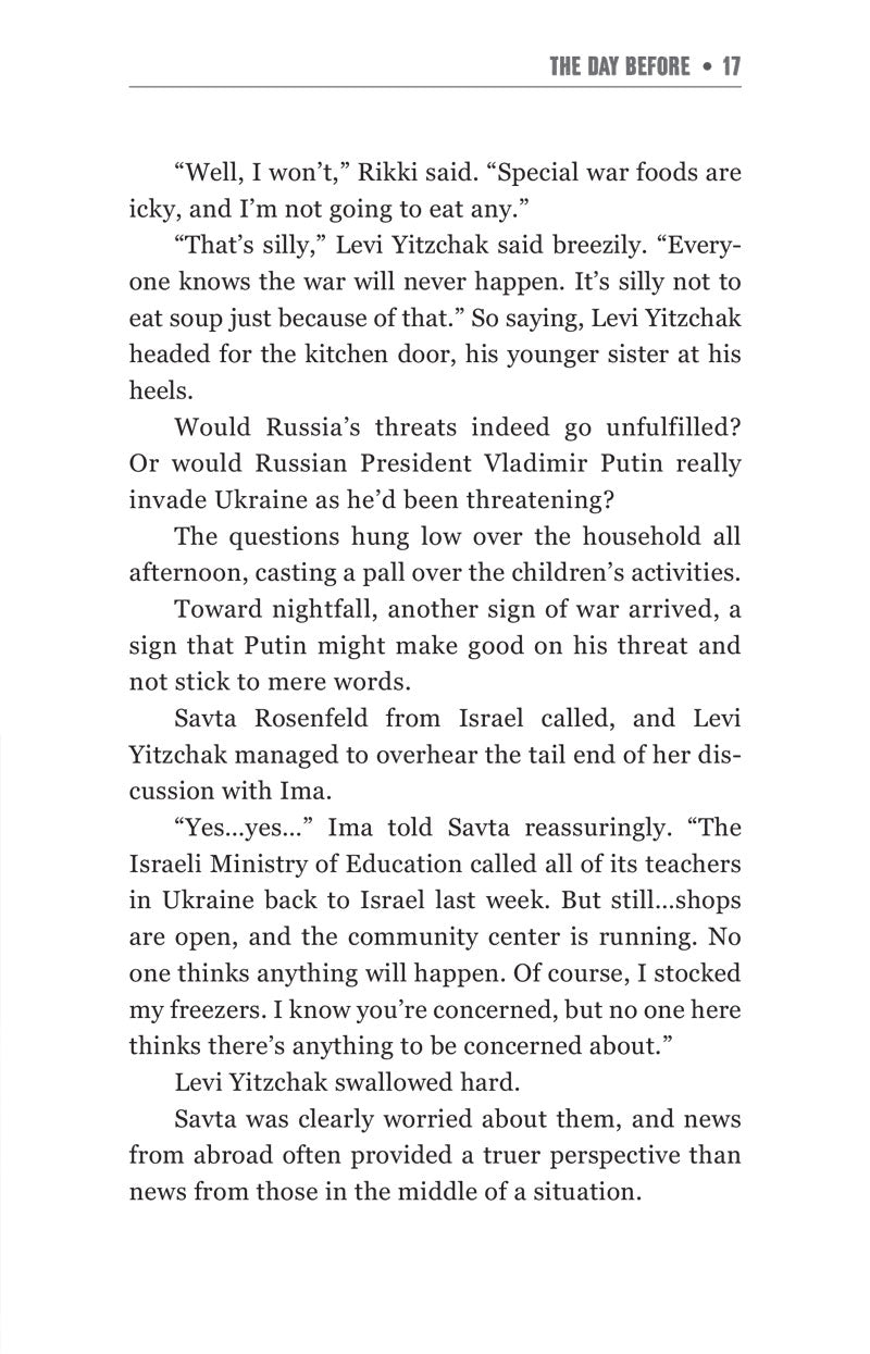 Text page, Chapter 1 — Rikki stocks up on canned food ahead of the invasion