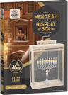 Extra-large clear-panel menorah display box with easy-assembly frame