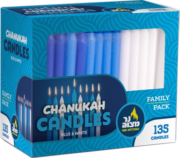 Family Pack box of 135 blue and white Chanukah candles