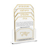 Leatherite Shabbos Pack in gold, four tiered cards from Gut Fun Avrohom to Havdalah in a Shabbos Kodesh holder