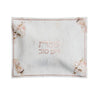 White Blush Rose challah cover with rose-gold Shabbos V'Yom Tov lettering and roses in the corners