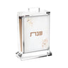 Blush Rose matchbox holder with Shabbos lettering and rose leather panel, long matches visible inside