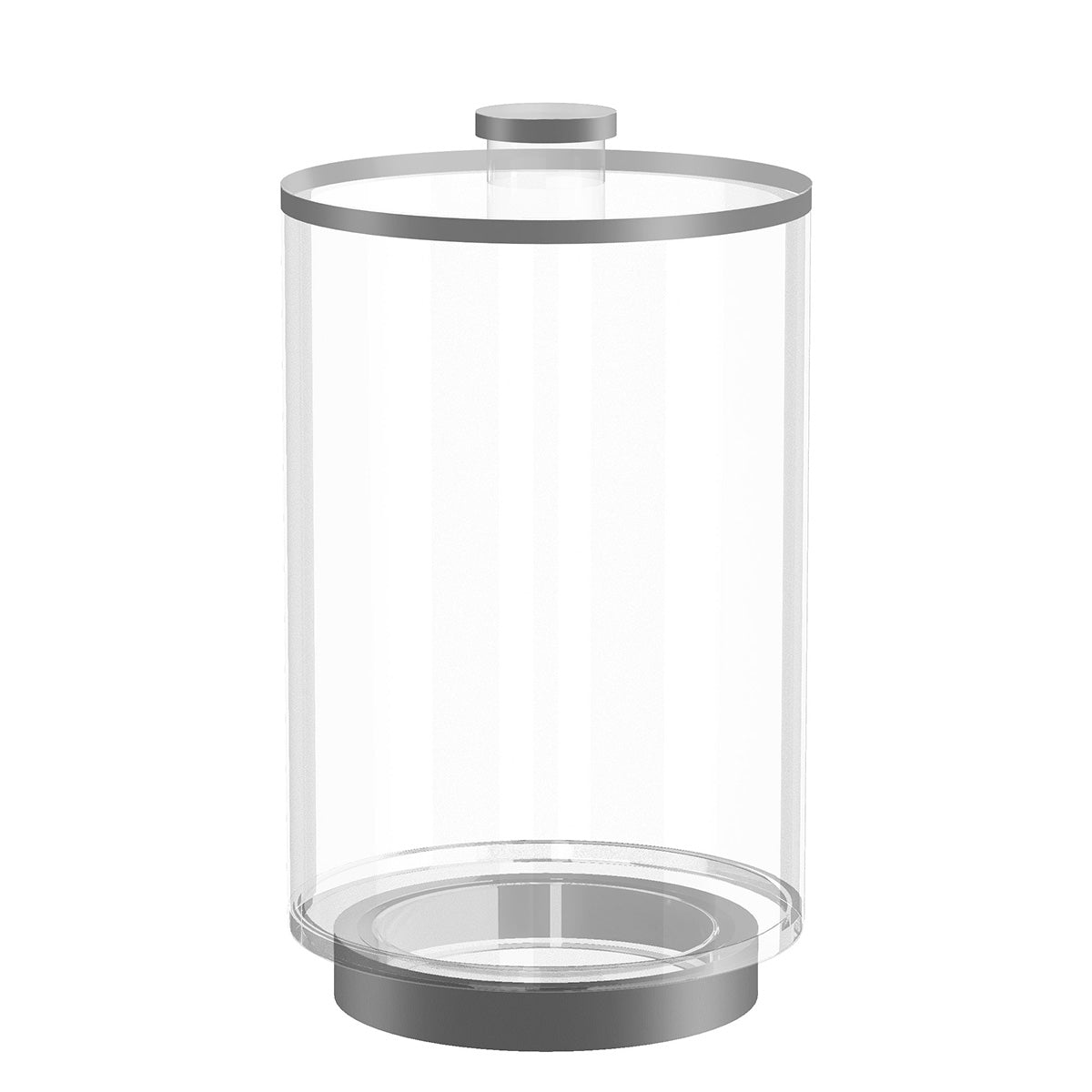 Silver version of the canister with a silver-trimmed lid, knob and base