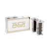 Classic besamim family pack in gold: lucite base with two clove-filled holders lifted out beside it