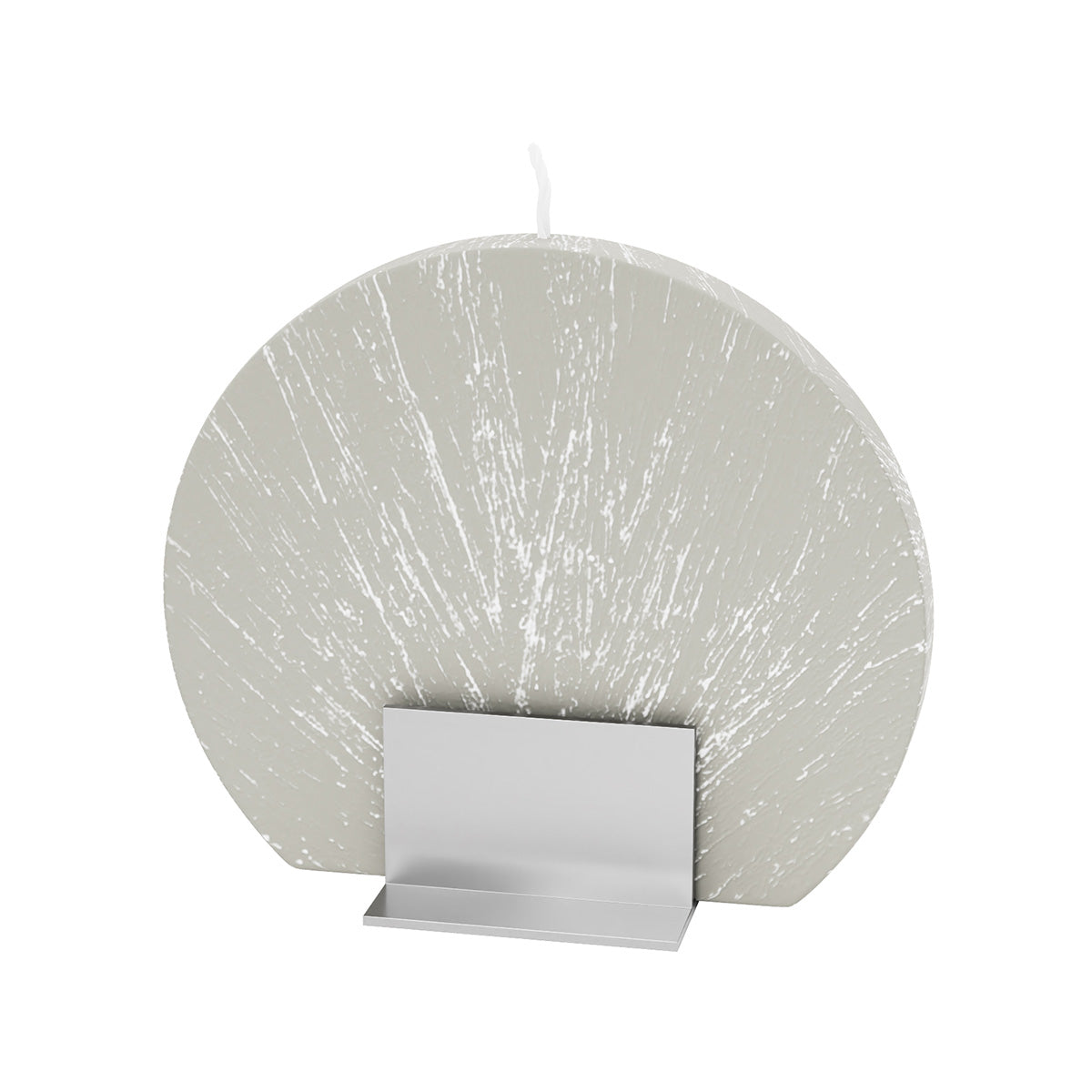 Cream Havdalah candle with white streaks for the White set, in its stand