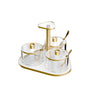Gold version of the three-dish swivel server with gold-trimmed lids and base