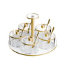 Gold Classic swivel dip dish with five lidded clear dishes around a center handle