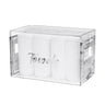 Classic towel box in Grey Pearl, clear acrylic with grey marbled side panels and eight white towels
