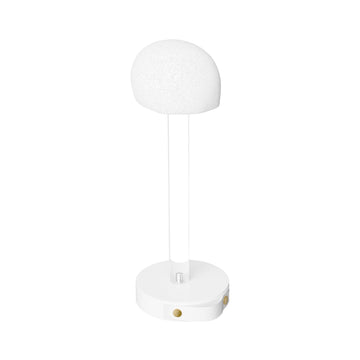 Classic wig head with white textured head on a clear stem and round white base