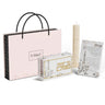 Crystal Flame family Havdalah set with marble-look besamim holder, inscribed candle and card by its gift box