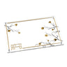 Golden Branch clear candle-lighting tray with gold Hadlakos Neiros title, gold border and blossom corners