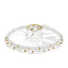 Golden Branch round lucite simanim tray with eight compartments and a lidded honey dish in the center
