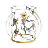 Golden Branch clear two-handled washing cup with gray branches, gold blossoms and gold base ring