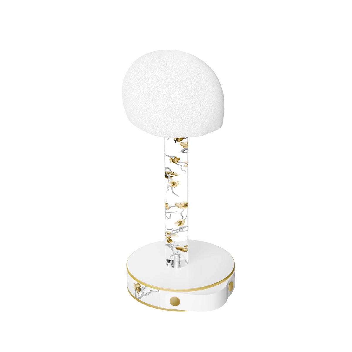 Golden Branch wig head from the front, showing the drawer knob on the accessory compartment base