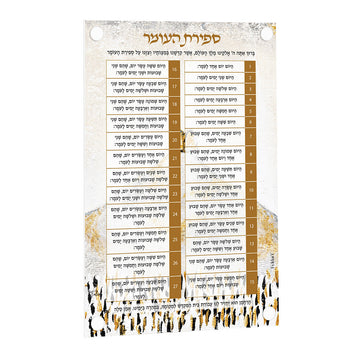 Har Sinai Sefiras Haomer card showing days 1 to 27 in Hebrew over gold and black painted art