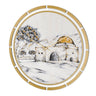 Kever Rochel wall clock, grey and gold print of the tomb inside a segmented gold ring