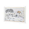 Leatherite Kever Rochel painting in white and gold, olive tree beside the domed tomb, in a clear lucite frame