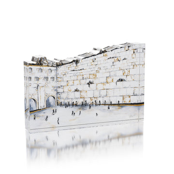 Acrylic block painted with the Kosel and plaza, top edge cut to follow the stones