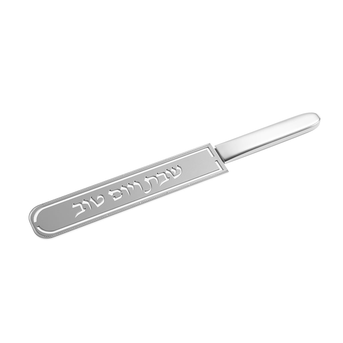 Silver edition of the laser-cut knife cover on a knife with a silver handle