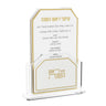Leatherite Simanim Pack in gold, Simanei Rosh Hashanah card listing apple, carrots, leek and beets in its holder