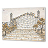 Meoras Hamachpela painting in ash grey and gold on lucite, stone walls and steps, front view