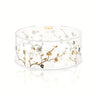 Ornate Garden round clear lucite cake dome with gold flowering branches and gold knob handle