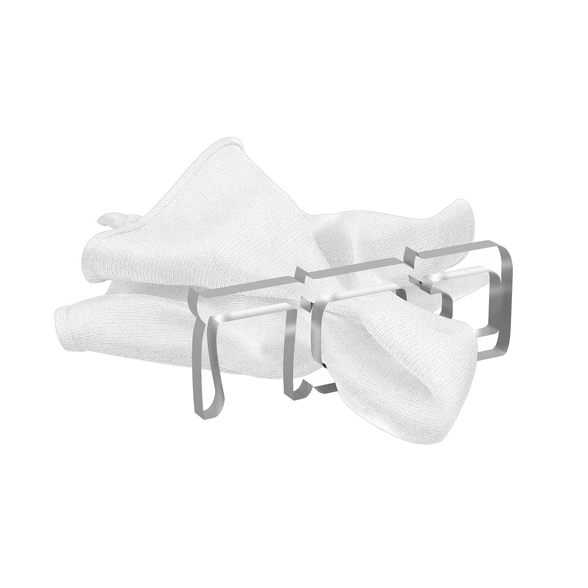 Silver Pesach napkin ring wrapped around a white cloth napkin