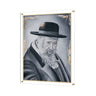 Black and white version of the Reb Shayale painting with gold-flecked edges, front view